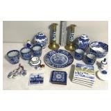 Blue & white cherry blossom glassware