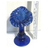 Cobalt blue "jack in the pulpit" glass vase