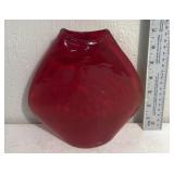 Ruby red flat glass vase