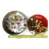 Vintage tin with stamps/foreign coins
