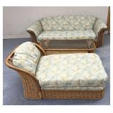 Wicker couch/loungers/coffee table set