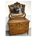 Vintage four drawer dresser with vanity mirror