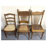 3 wooden chairs