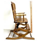 antique wooden convertible high chair features a