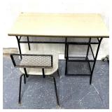 Mid-century metal framed desk with chair