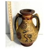 Hand Painted Ceramic Urn Vase Pot Ducks/flowers
