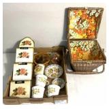 Floral themed decor-vintage metal orginizer