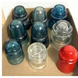 9 glass insulators