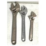 Three craftsman Crescent wrenches/12/10/8 inch