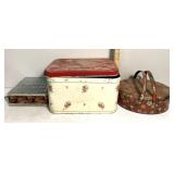 Vintage tins/glass cube lighted decor
