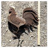 Unique metal rooster with weighted ball/tail