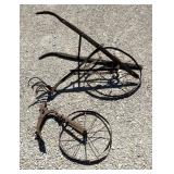 Vintage manual cultivator/plow/lawn art/parts
