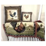 Chicken decor/pillows/floor mat