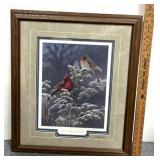 Winter Cardinals on Goldenrod by Larry Zach