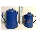 2 enamel percolators