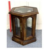 vintage hexagonal side table features wood and