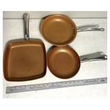 Red copper/copper chef frying pans some ware