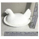 vintage Indiana Glass white milk glass "hen on