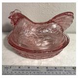 Pink Hen on nest/the longaberger Company