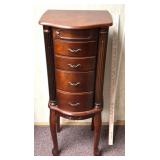 4 drawer jewelry box w/side necklace holder