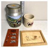 Iowa cattle woman stoneware beater jar/kettle