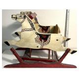 Antique wooden double horse rocker