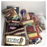 Variety of Americana themed decor/books