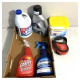Spot cleaning supplies and dog leash