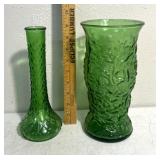 Green glass vases