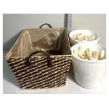 Basket and bucket of candles