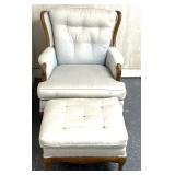 wingback armchair with a matching ottoman