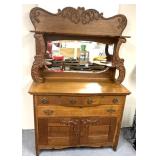 Vintage 48"W  buffet top vanity mirror with top