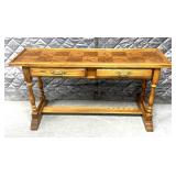 console table features a distinctive checkered