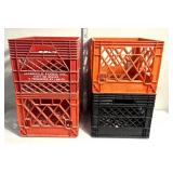 4 plastic milk crates