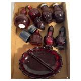 Ruby red glassware accessories