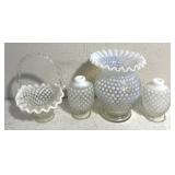 Hobnail glassware basket vase