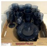 Blue glass serviceware