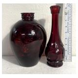 Ruby red glassware vase