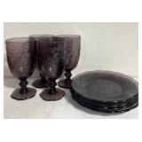 Purple glass serviceware