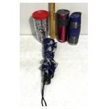 Water bottles & umbrella