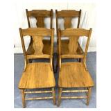 4 vintage wooden chairs, two separate finishes
