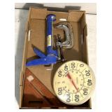 C clamps/square/temp gauge/caulk gun