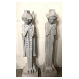 (2) 34in Cement, Frank Lloyd Wright garden statues