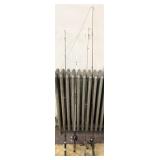 4 fishing poles w/3 reels