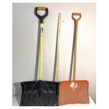 Two snow shovels plastic/metal