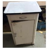 vintage white metal storage cabinet enamel top 2