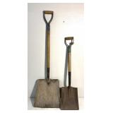 2 metal shovels