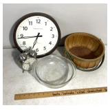 Alarm clock/wall hanging clock/Pyrex/basket