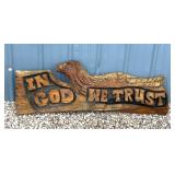 Wooden carving eagle/in Galway trust