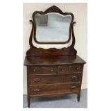 Antique 4 drawer, Tiger Wood dresser with wheels